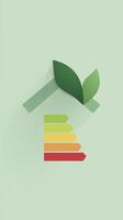 Energy efficiency icon with green leaf and energy efficiency graph photo