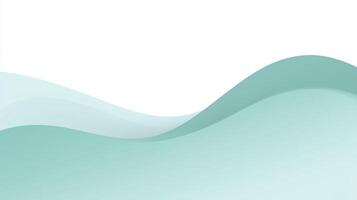 Soft abstract waves in soothing teal tones create a tranquil atmosphere, blending seamlessly with white space, perfect for backgrounds or design mockups with copy space photo