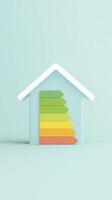 Energy efficiency concept house with energy efficiency chart 3d render photo