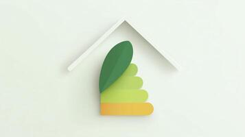 A green leaf is on top of a white house photo