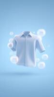 A shirt with soap bubbles floating around it photo