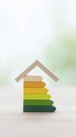 Energy efficiency concept with house and energy efficiency chart photo