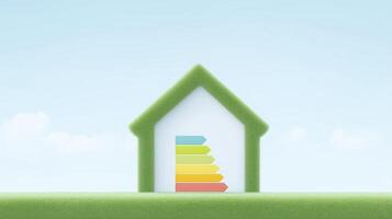 Energy efficiency concept house with energy efficiency chart photo