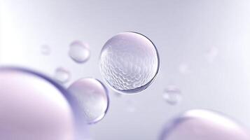 Abstract illustration of translucent bubbles floating in a soft gradient background, showcasing delicate textures and light reflections, creating a serene and calming atmosphere photo