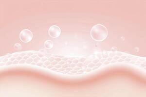 Soft pink abstract illustration featuring bubbles and a textured wave pattern, creating a serene atmosphere ideal for beauty and skincare product designs with copy space photo