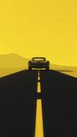 Black corvette stingray driving on asphalt road with yellow background photo