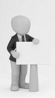 Businessman showing blank placard with copy space for text photo