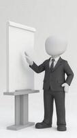 Businessman giving presentation using flip chart in office meeting photo