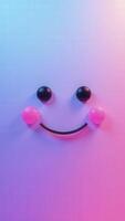 Blushing happy face emoji smiling on gradient background photo