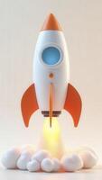 A rocket ship is flying through the clouds photo
