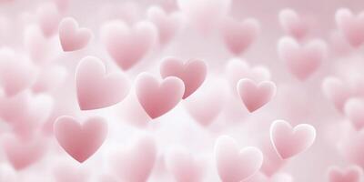 Pink hearts floating on a delicate pastel background creating a romantic and dreamy atmosphere, perfect for valentine's day or any loving occasion photo