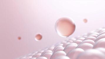 Abstract illustration of floating translucent spheres in soft pink tones, creating a dreamy atmosphere, highlighting depth and texture in a visually captivating composition photo