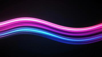 Abstract neon light trails flowing on dark background photo