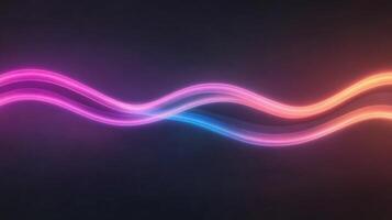 Neon waves flowing on dark background creating colorful abstract design photo