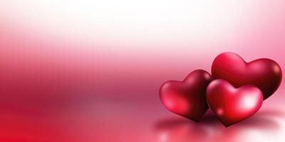 Three red hearts representing love and affection on valentine's day photo