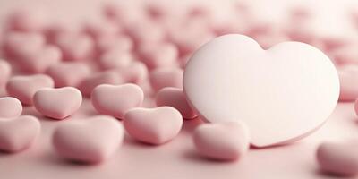 Valentine's day background showing a big white heart standing out from a group of small pink hearts, creating a romantic and lovely atmosphere photo