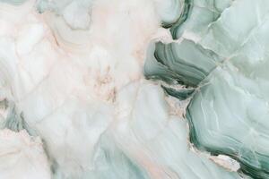 Elegant marble texture with soft green and cream swirls and subtle veining photo
