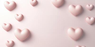 Pink hearts floating on a pastel background creating a romantic atmosphere for valentine's day or other love-related themes photo