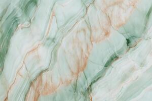 Turquoise and peach marble texture with veined patterns photo