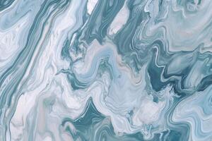 Turquoise and white abstract fluid marble texture with flowing patterns photo