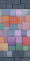 Colorful abstract geometric pattern composed of overlapping rectangular shapes in various hues, creating a vibrant and textured visual experience for design and artistic applications photo