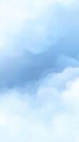 Soft blue watercolor illustration featuring fluffy clouds in a serene sky, creating a calming atmosphere with gentle gradients and smooth textures, ideal for backgrounds and design projects photo