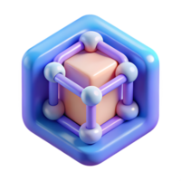 Abstract 3d render of a futuristic cube with connected spheres and a central cube png