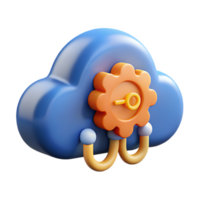 3d render of a cloud computing concept with gear and network connection elements png