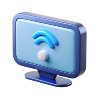 3d illustration of a modern computer display screen with wifi connectivity symbol png