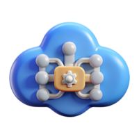 3d rendered cloud computing icon representing data storage and network settings png