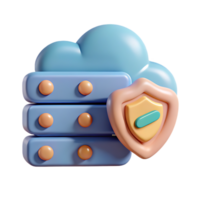 Cloud computing data security concept with server racks and protection shield icon png