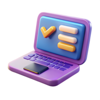 3d render of a modern laptop displaying online survey checkbox elements png
