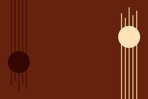 Minimalist abstract composition with vertical lines and dual circles on brown background vector