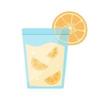 Refreshing lemonade served in a clear cup with lemon slices vector