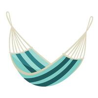 Colorful hammock hanging in a peaceful setting waiting for relaxation vector
