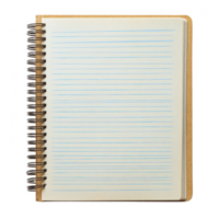 Open spiral notebook with lines on transparent background png