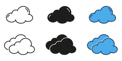 Cloud weather line and solid icon set. Meteorology and sky symbol collection. Isolated illustration vector
