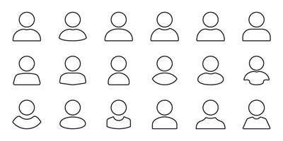 User Profile Avatar Line Icon Set. Diverse User Interface Symbol Collection. Minimalist Person Silhouette Variations For Web And App Design. Editable Stroke. Isolated Illustration vector