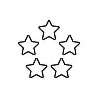 Five Star Rating Outline Icon. Quality Assurance, Excellence, And Customer Satisfaction Symbol. Performance Evaluation And Feedback Representation. Editable Stroke. Isolated Illustration vector