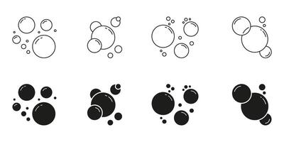Bubble Illustration Icons With Mixed Styles In Line And Solid Icon Set. Sphere And Circle Theme Symbol Collection. Isolated Illustration vector