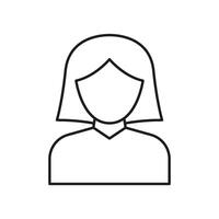 Female User Profile Line Icon. User Identification And Social Media Avatar Outline Symbol. Personal Account Representation. Editable Stroke. Isolated Illustration vector