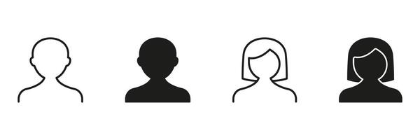 User Profile Icons Set. Male And Female Avatar Outline And Silhouette Symbol Collection. User Identification And Representation. Isolated Illustration vector