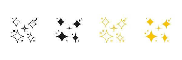 Sparkle And Shine Line And Solid Icon Set. Starburst And Glitter Symbol Collection. Isolated Illustration vector