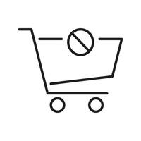 Shopping Cart With Prohibition Sign Line Icon. No Shopping, Purchase Restriction, Or Out Of Stock Symbol. E-Commerce Limitations. Editable Stroke. Isolated Illustration vector