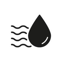 Water Droplet With Wavy Lines Solid Icon. Water Flow, Fluid Dynamics, And Liquid Movement Silhouette Symbol. Plumbing And Hydration Concept. Isolated Illustration vector