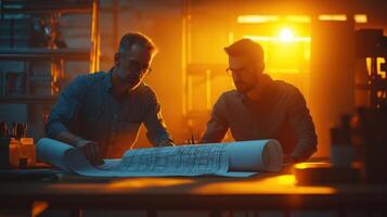 Cool Shadows Creating Depth for Engineers Analyzing Blueprints photo