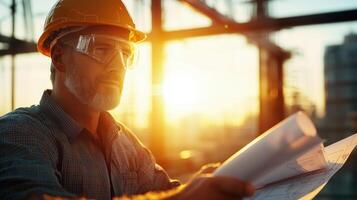 Insightful Engineers Reviewing Designs in Contrasting Light photo