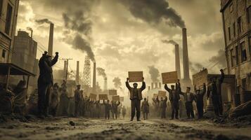 Powerful Image of 1920s Workers Demanding Rights photo