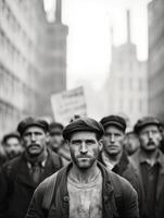 Solidarity March of Workers in Black and White photo