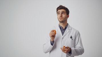 White Background Emphasizing Scientist's Professionalism photo